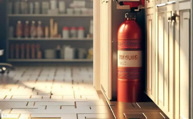 Can you keep fire extinguisher under kitchen sink